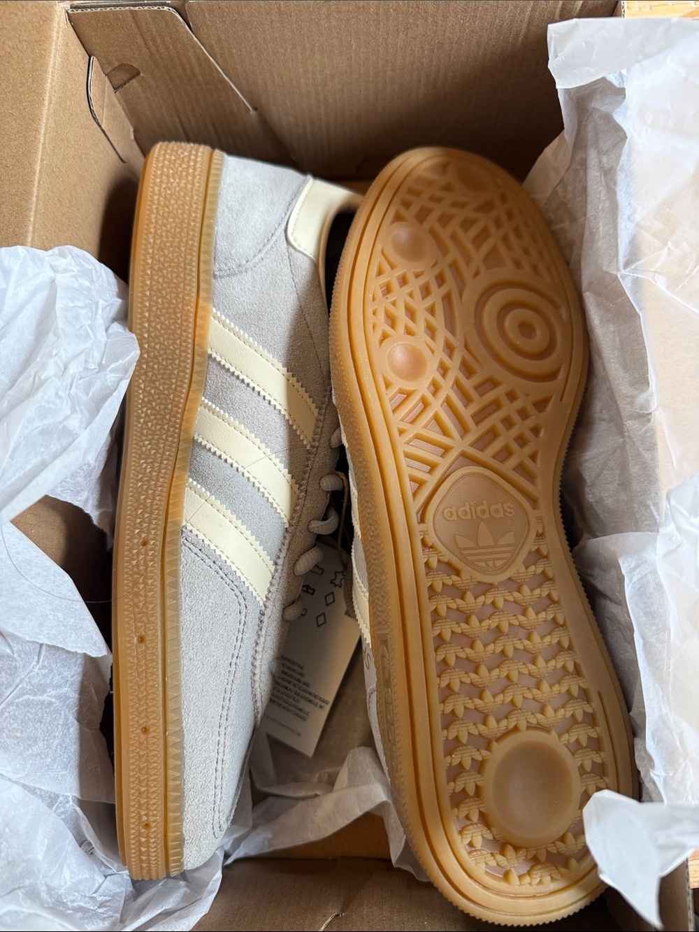 Adidas Handball Spezial Suede Sneakers - Light Gray & Cream - Picture 6 of 9